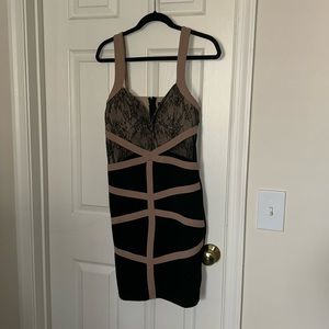 Fashion Nova Night Out Black and Nude Dress